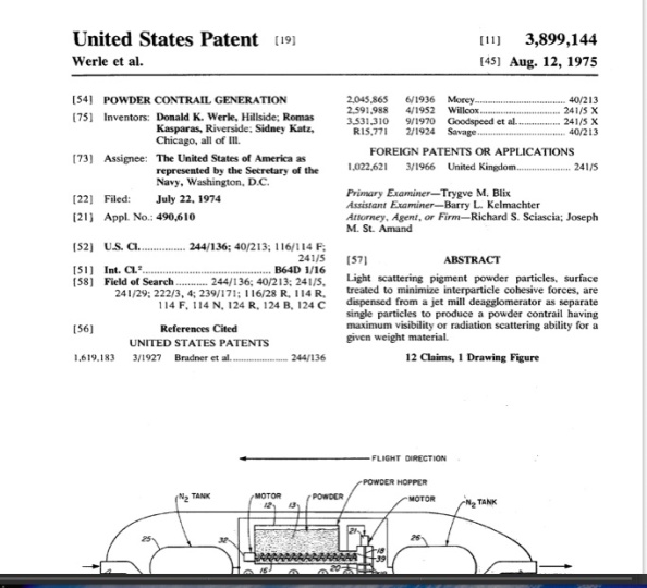 Patentes de los chemtrails, más expuestos que nunca Chemtrail