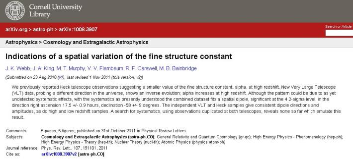 ¿Y si la constante cosmológica no es constante?: Nuevos hallazgos sugieren que las Leyes físicas cambian en el Universo. Constante